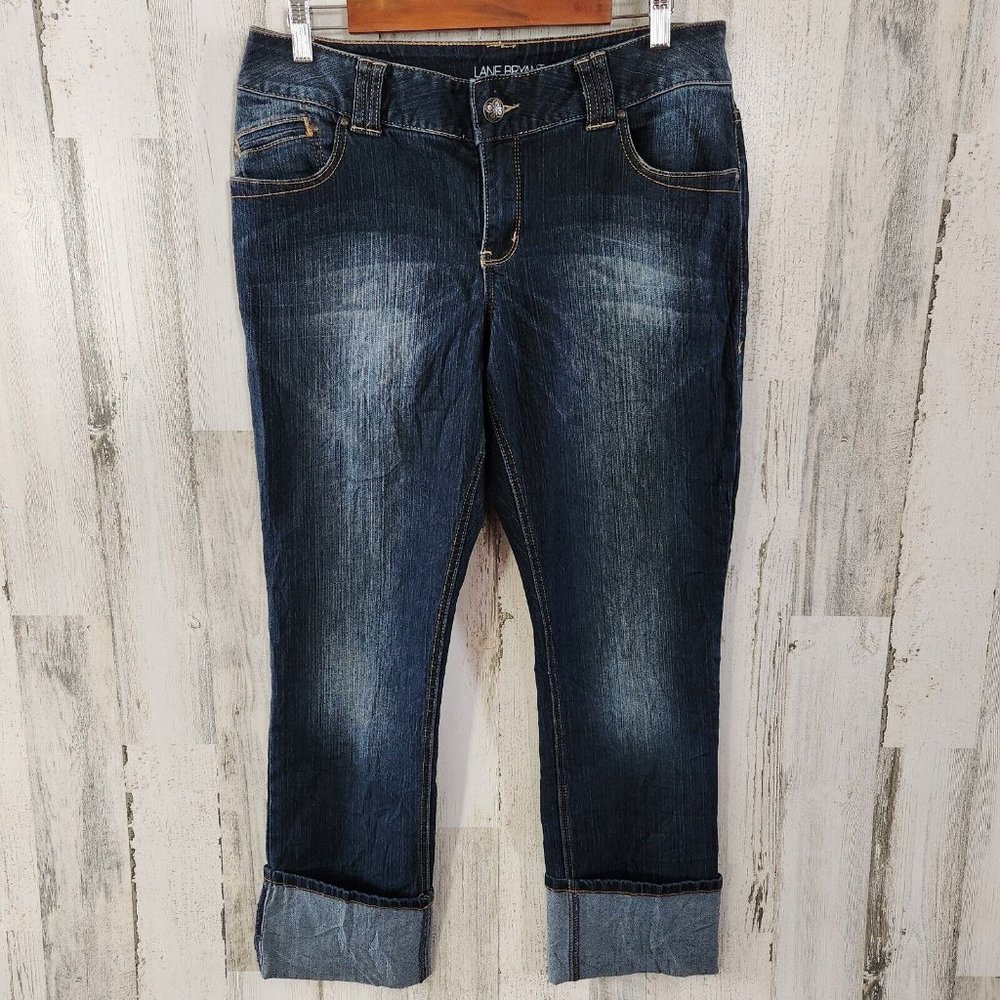 Lane Bryant Women's Size 14 Blue Cropped Dark Wash Cotton Blend Stretch Jeans